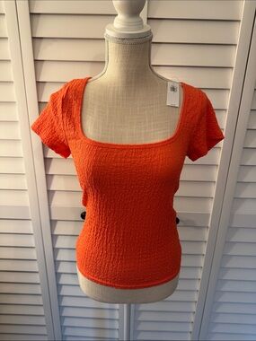 NWT Old Navy Orange Square-Neck Short Sleeve Top